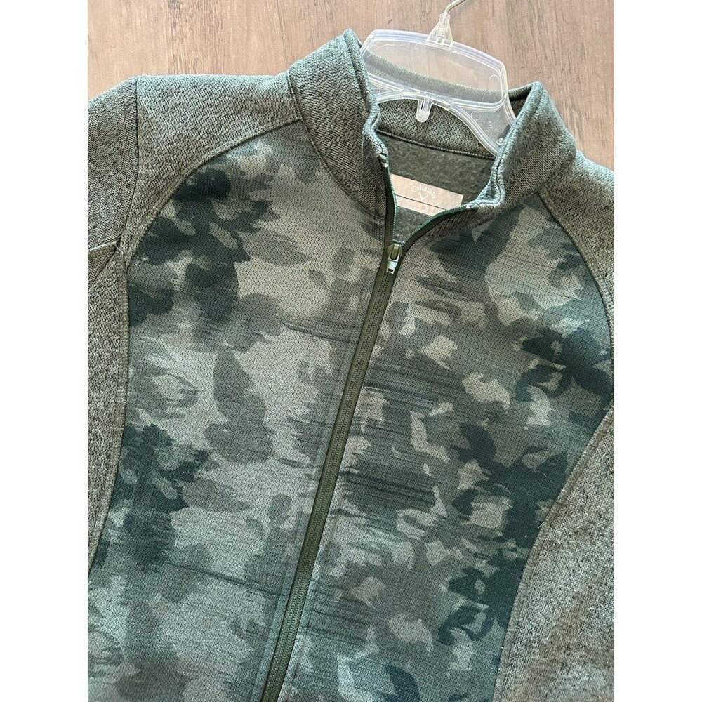 Callaway Weather Series Women's Full Zip Golf Jacket Size M Green Camo Pockets